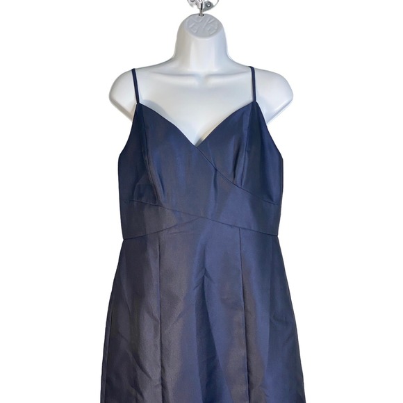 Alfred Sung Maxi Length Spaghetti Strap Mermaid Dress In Midnight Navy Size 10R - Picture 3 of 11